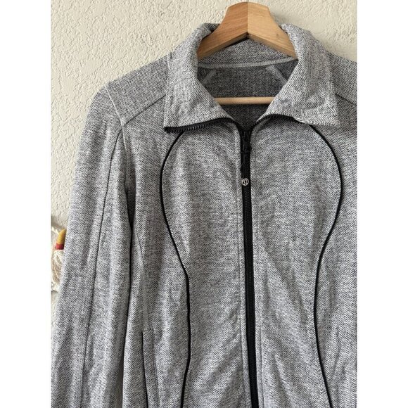 Lululemon Nice Asana Jacket Herringbone Black Gray Luon Yoga Outdoor Active 4 - Picture 6 of 10
